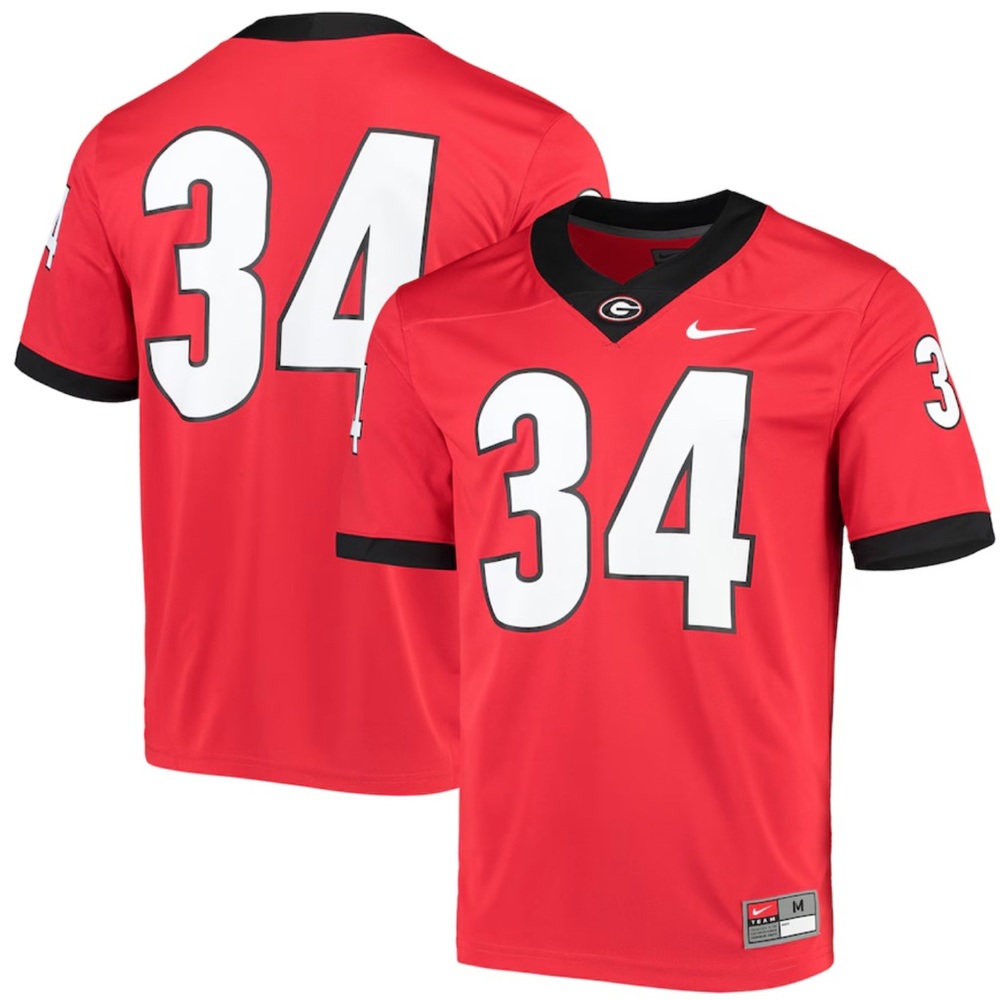 Kids Nike #34 Red Georgia Bulldogs Game Jersey• Size X-Small